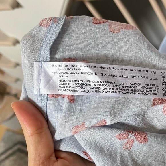 Zara Linen Blend Ruffled Straps Floral Midi Dress L NWT - Picture 9 of 16